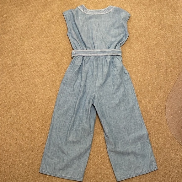Vince Camuto Jumpsuit Womens Medium Blue White Wide Leg Tie Waist Romper Cute - Picture 4 of 8